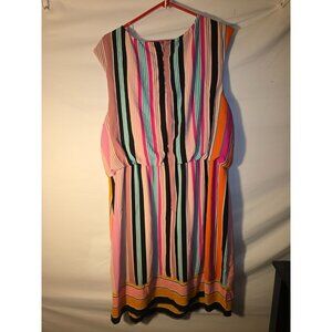 Adrianna Papell Womens Plus Size 22W 3X vertical Stripes Dress Slimming Midi